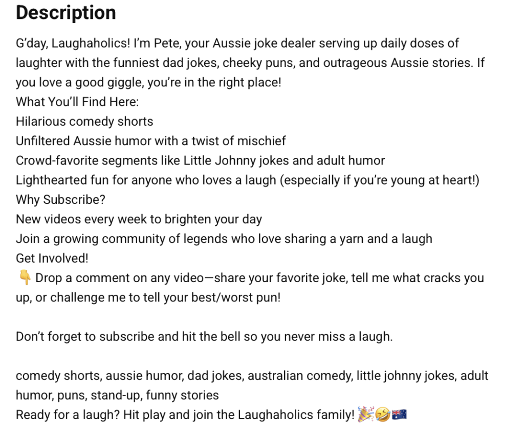 Optimising Your Channel Description